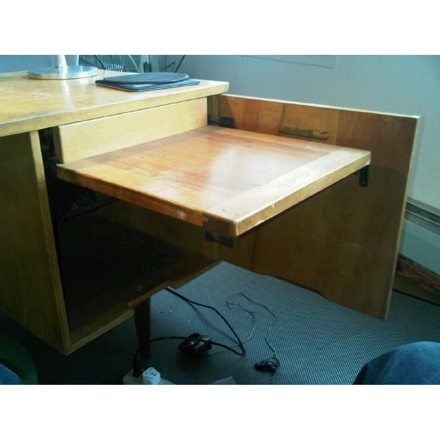 Florence Knoll  Mid Century Modern Birch Wood Desk w/ Crackl - image-7