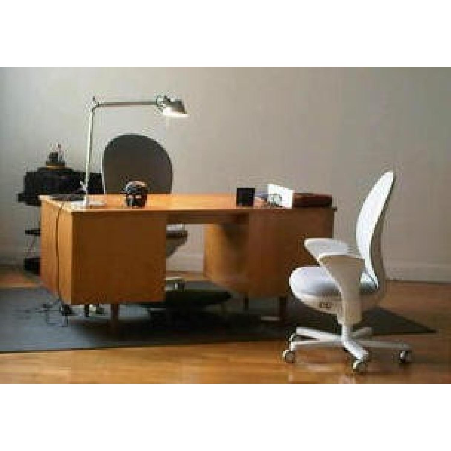 Florence Knoll  Mid Century Modern Birch Wood Desk w/ Crackl - image-8