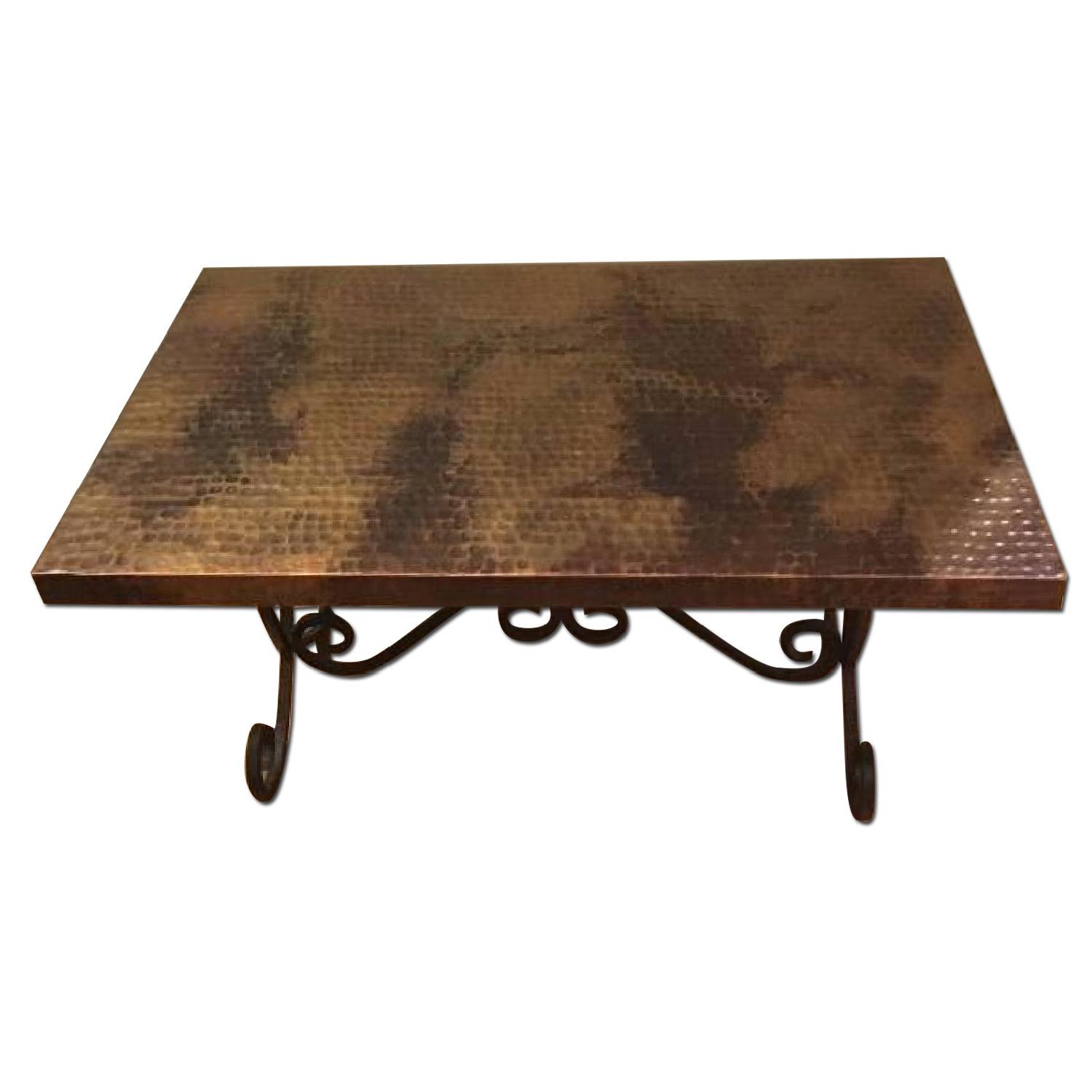 Hammered Copper Top Coffee Table AptDeco