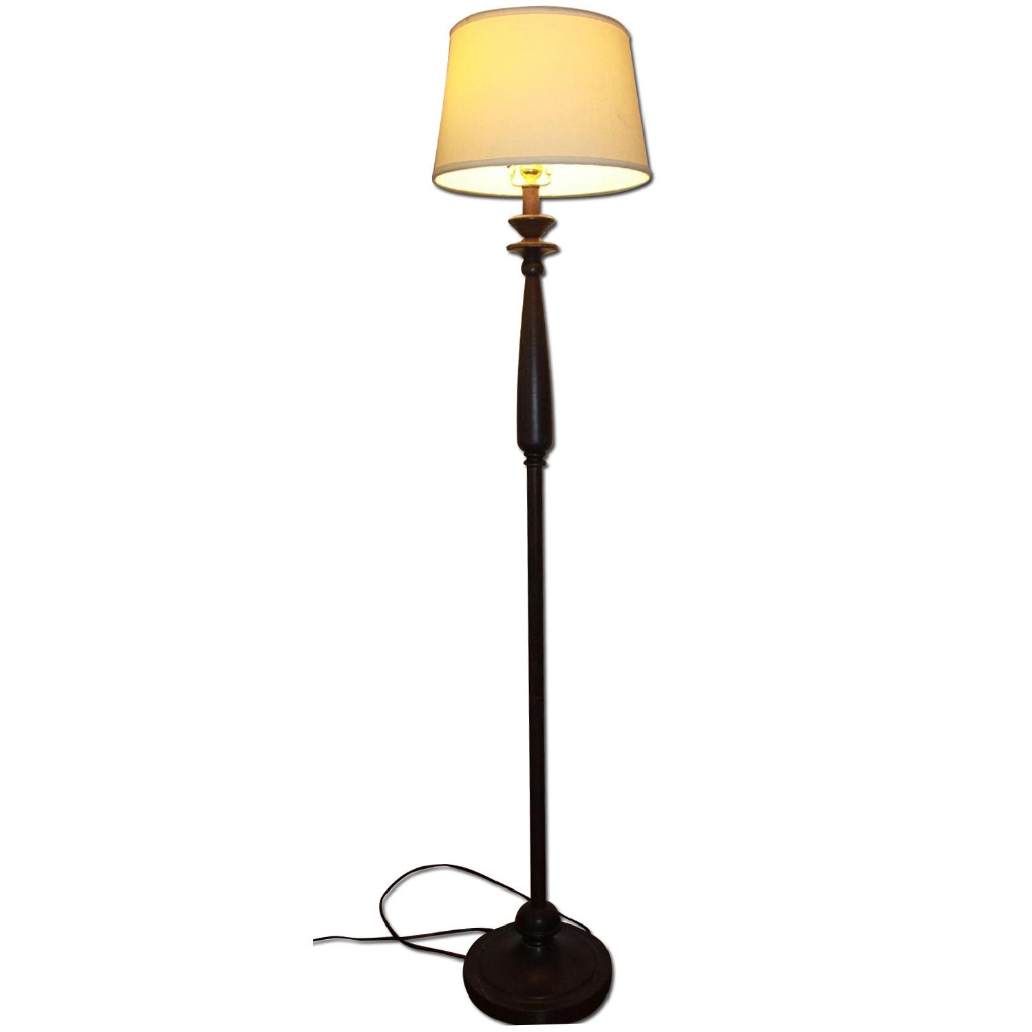 Classic Metal Floor Lamp w/ Cream Shade - image-0