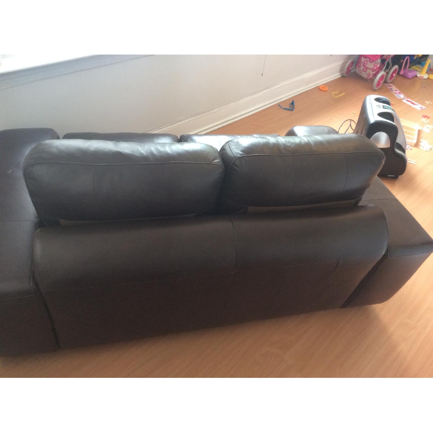 Dark Brown Leather Sofa - image-3