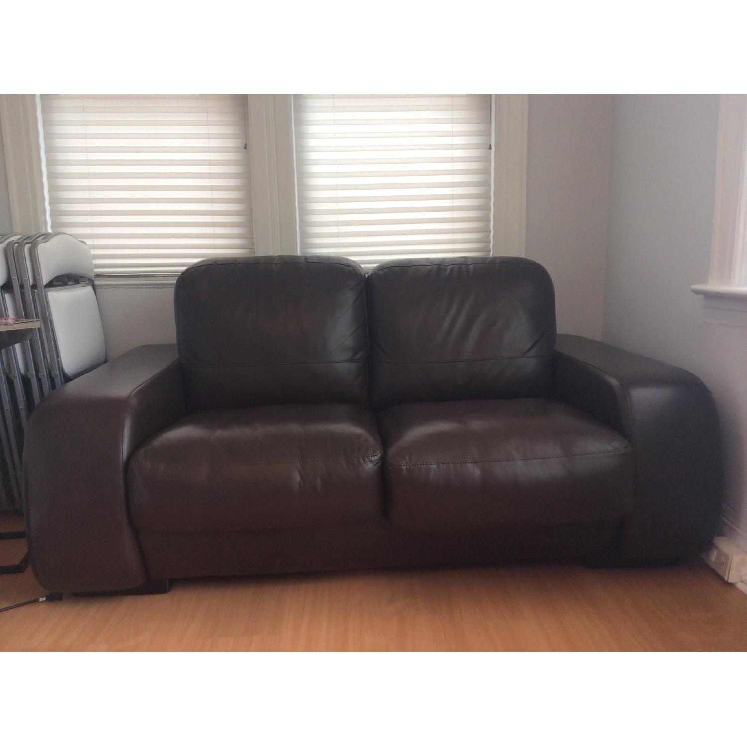 Dark Brown Leather Sofa - image-4