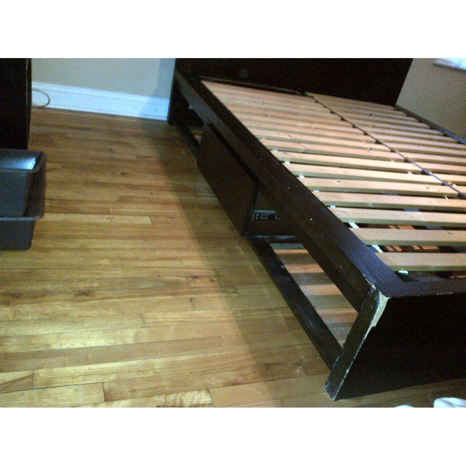 West Elm Wood Full/ Queen Platform Storage Bed w/ Headboard & 4-Drawers - image-3