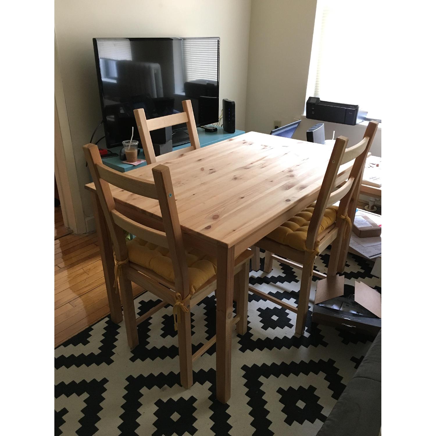 Ikea Wood Dining Table w/ 4 Chairs - image-1
