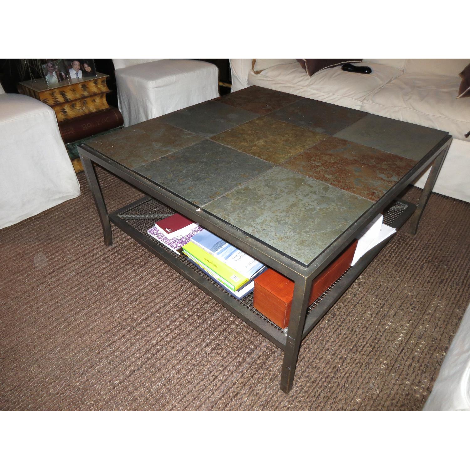 Metal & Stone Coffee Table - image-3