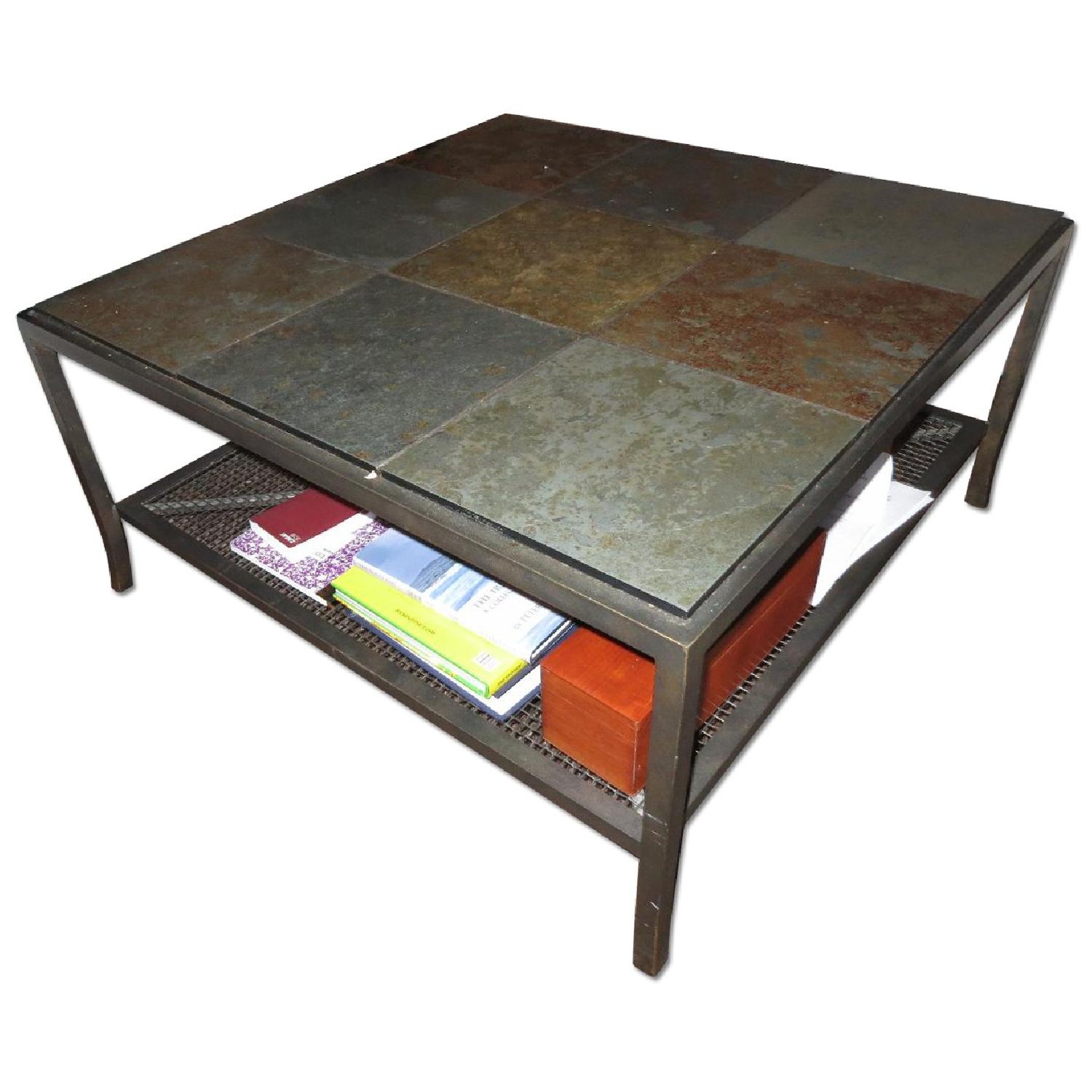 Metal & Stone Coffee Table - image-0
