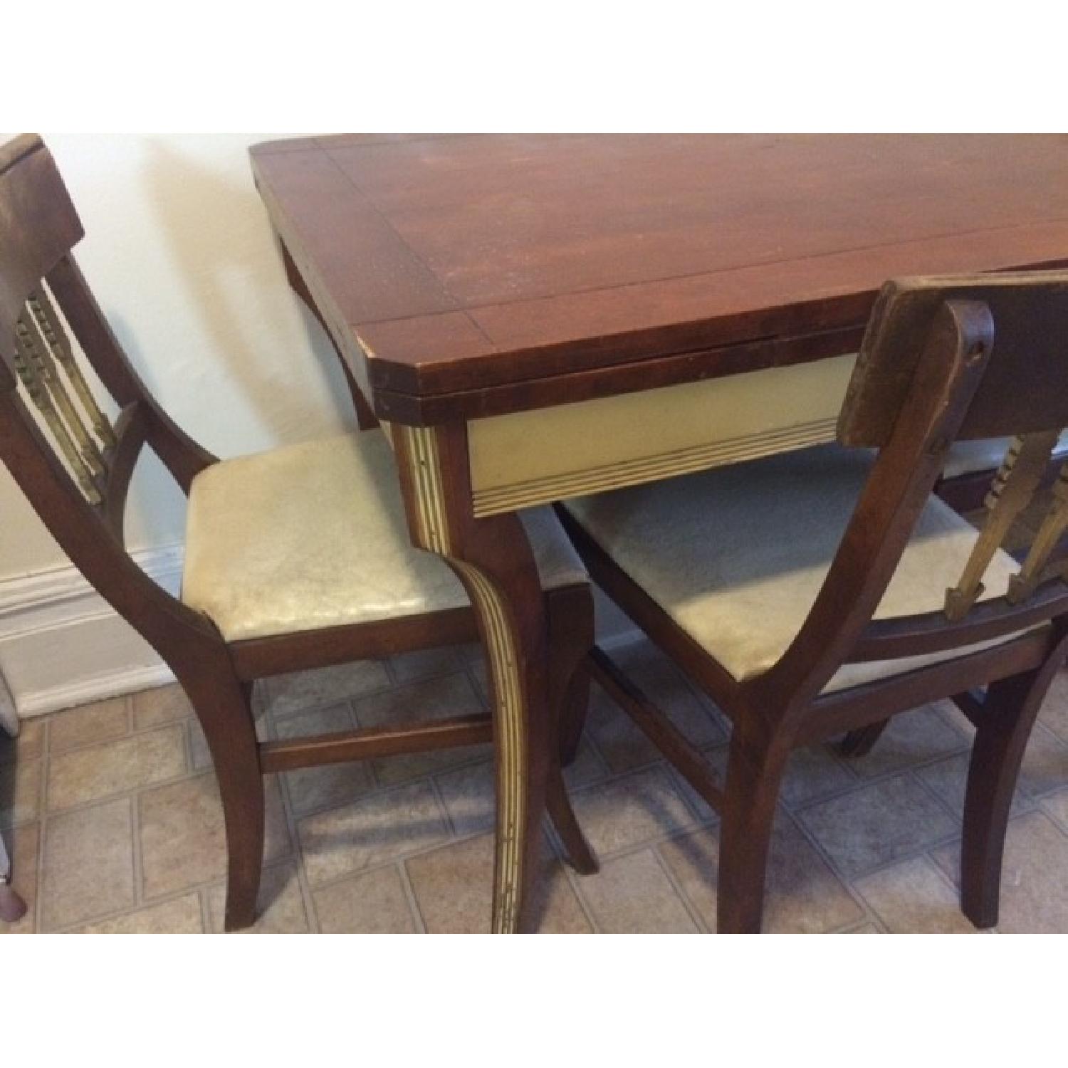 Antique Wooden Kitchen Table w/ 4 Chairs - image-2