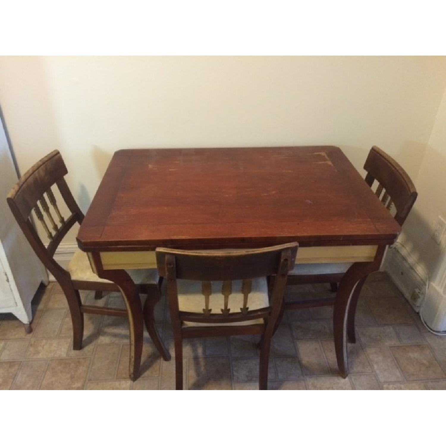 Antique Wooden Kitchen Table w/ 4 Chairs - image-3