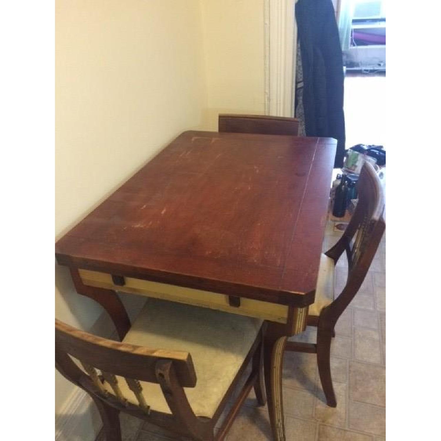 Antique Wooden Kitchen Table w/ 4 Chairs - image-4