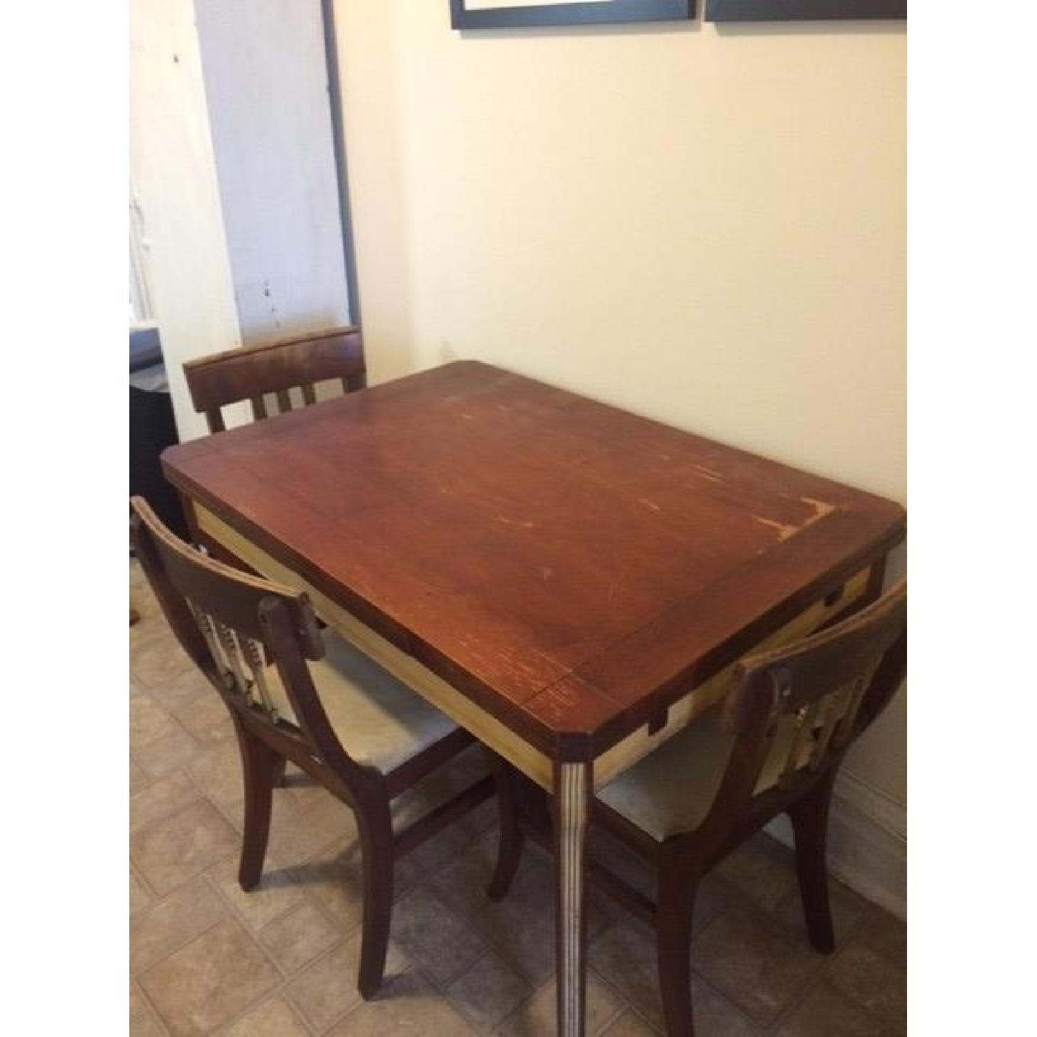 Antique Wooden Kitchen Table w/ 4 Chairs - image-5