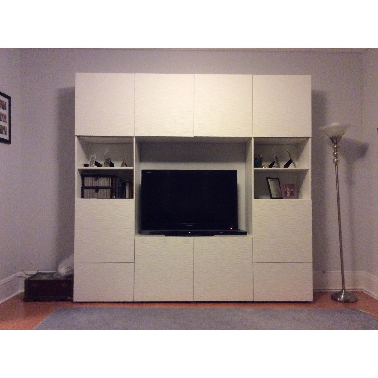 White Media Center w/ Bookshelves - image-1