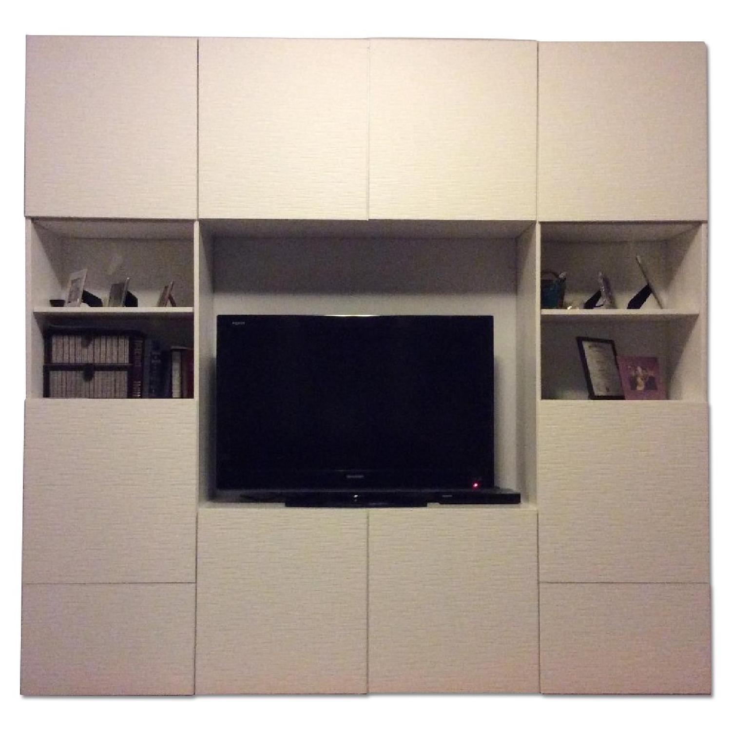 White Media Center w/ Bookshelves - image-0