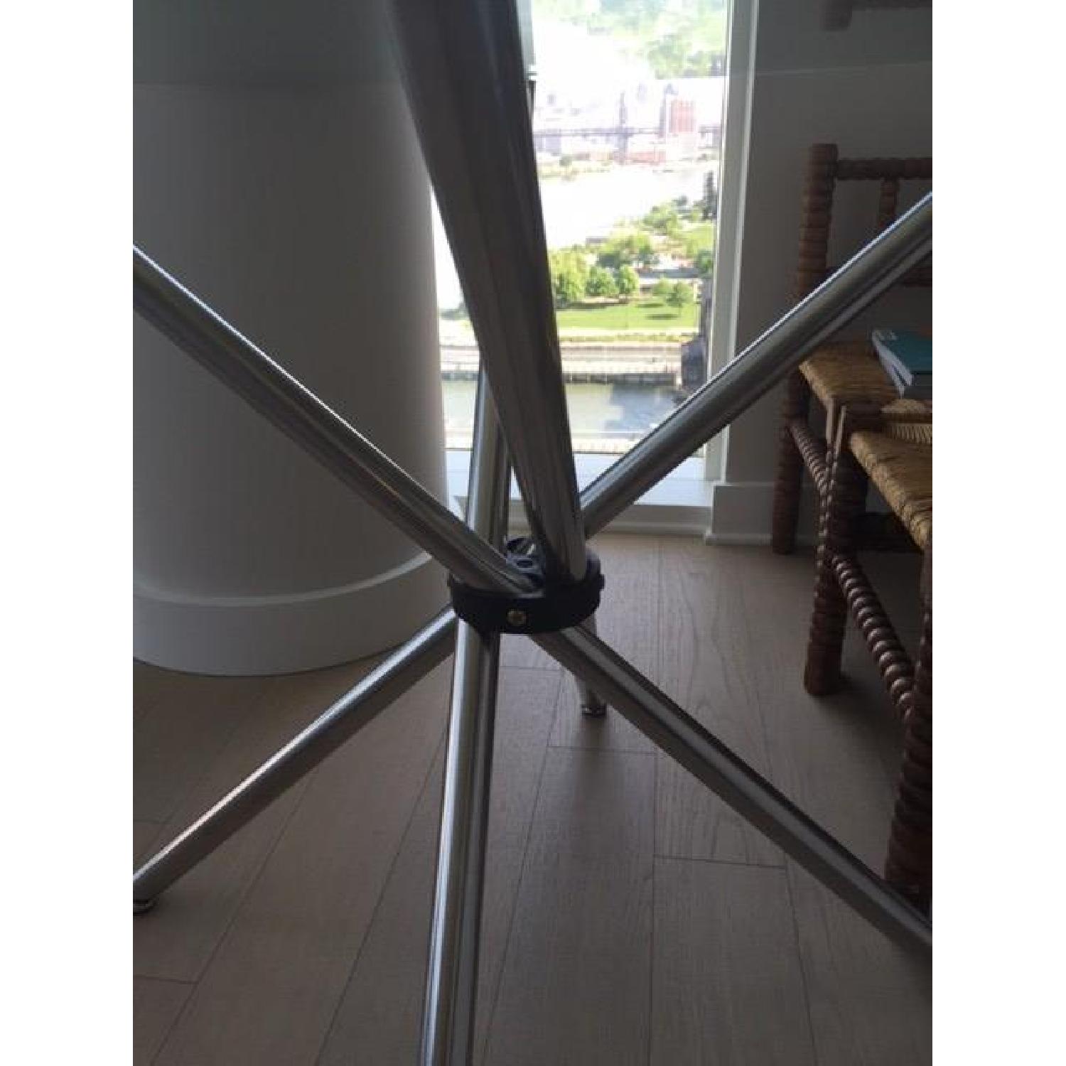 Glass-Top Dining Table w/ Twisted Chrome Leg Base - image-3