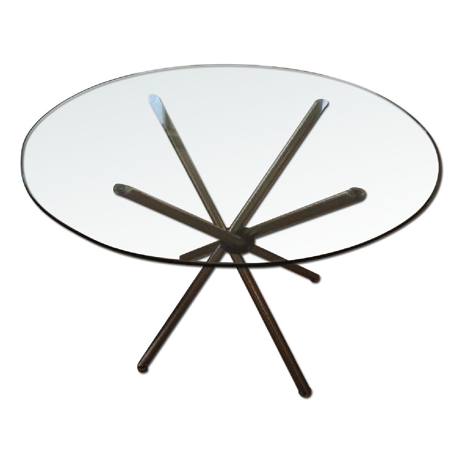 Glass-Top Dining Table w/ Twisted Chrome Leg Base - image-0