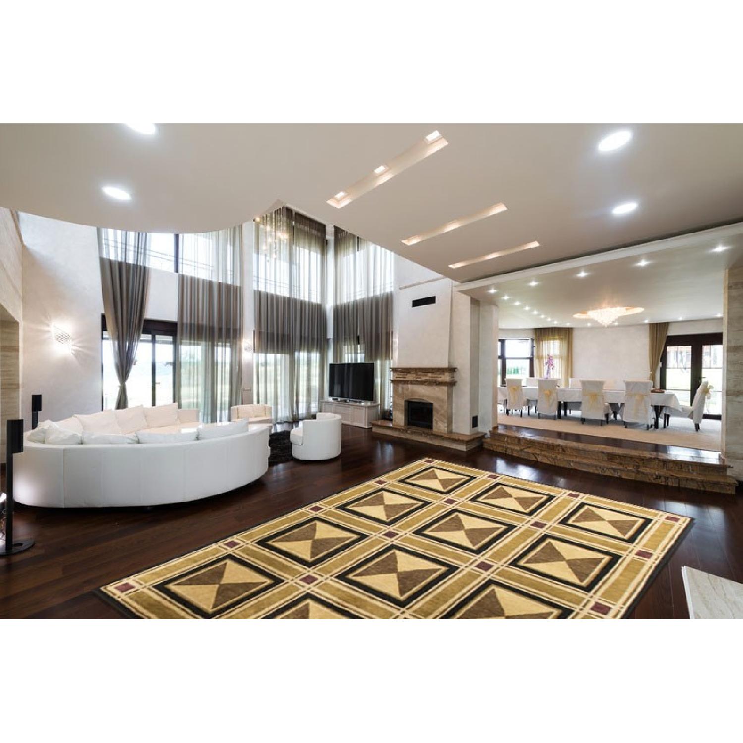 Modern Contemporary Hand Knotted Wool Rug in Brown/Beige/Black - image-1