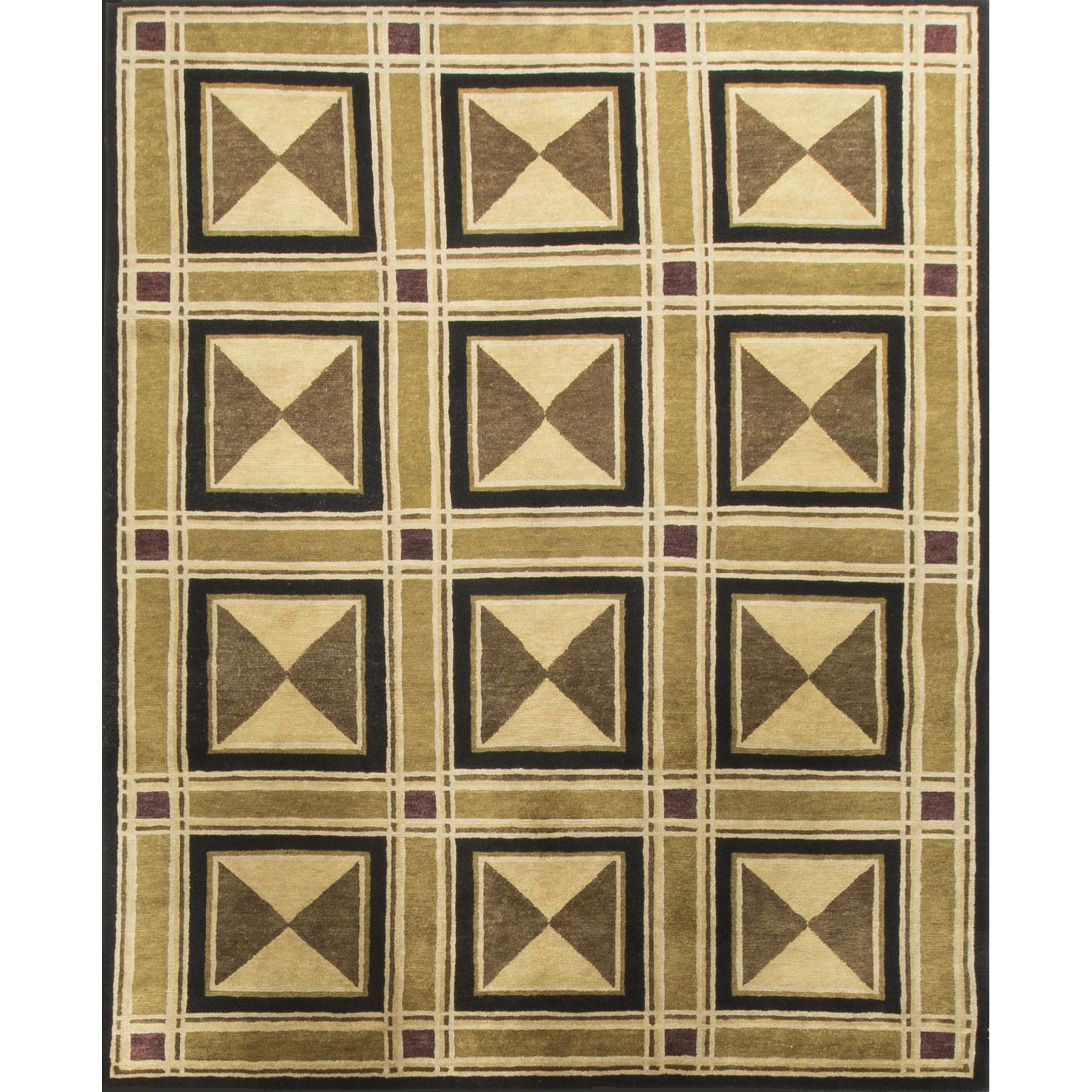 Modern Contemporary Hand Knotted Wool Rug in Brown/Beige/Black - image-0