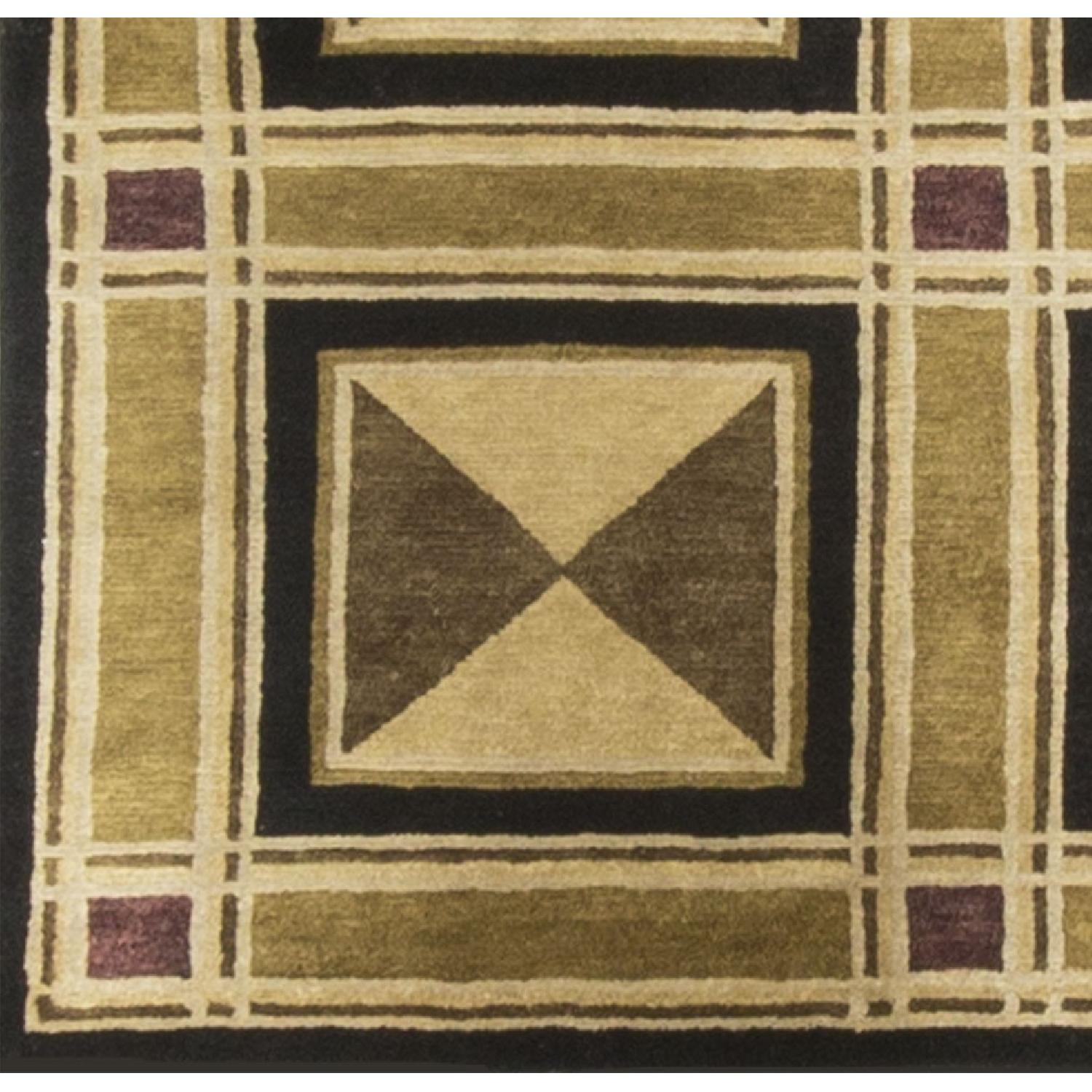 Modern Contemporary Hand Knotted Wool Rug in Brown/Beige/Black - image-3