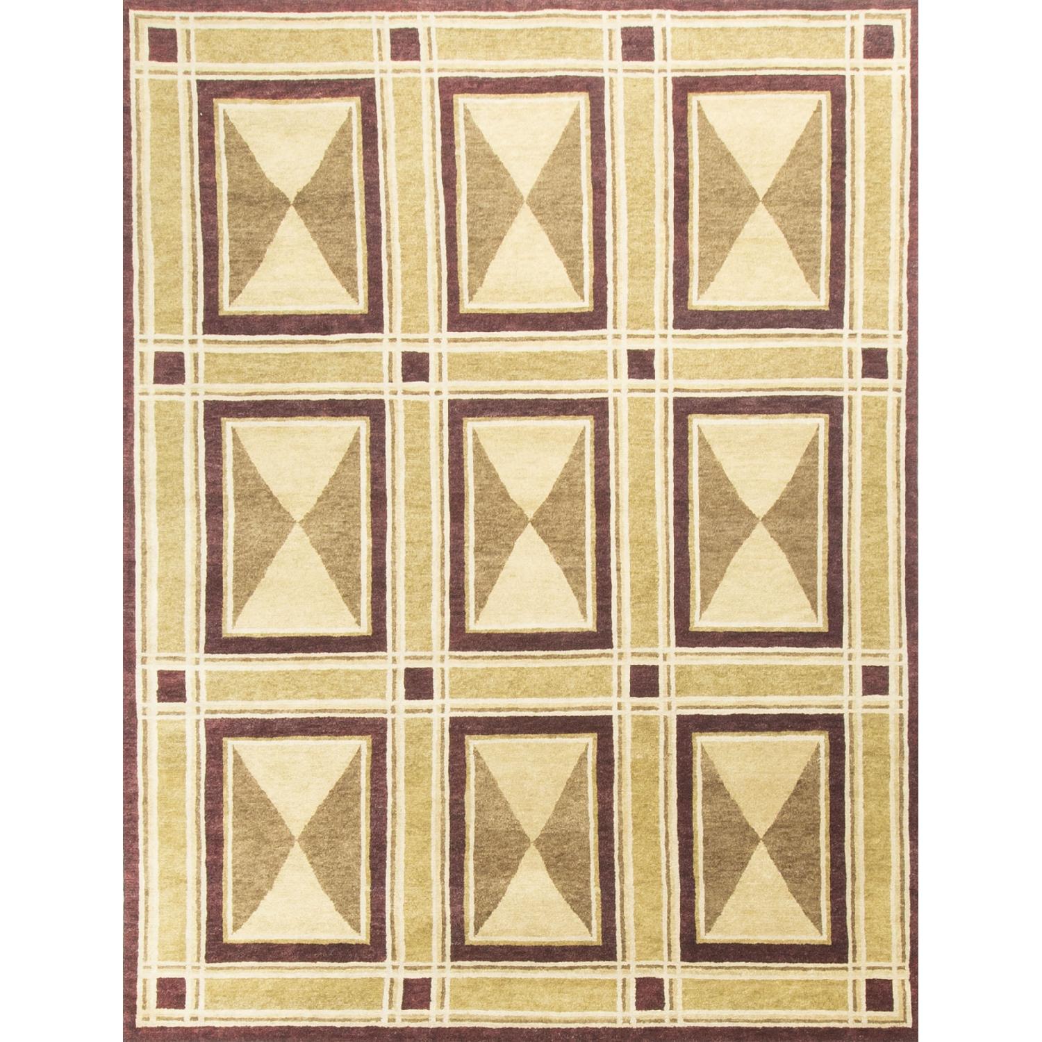 Modern Contemporary Hand Knotted Wool Rug in Beige/Red - image-0