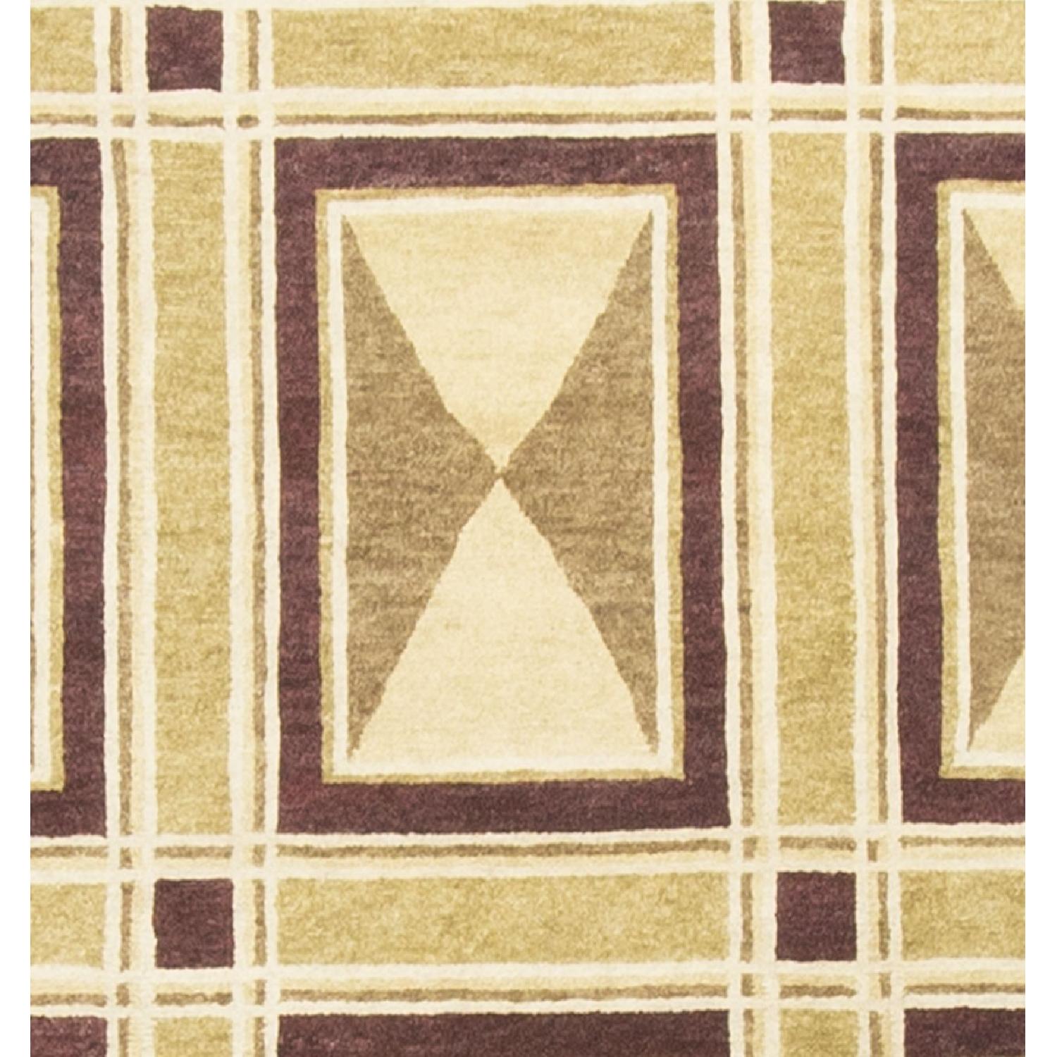 Modern Contemporary Hand Knotted Wool Rug in Beige/Red - image-2