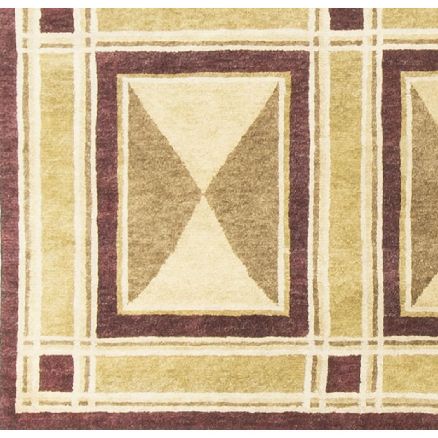 Modern Contemporary Hand Knotted Wool Rug in Beige/Red - image-3