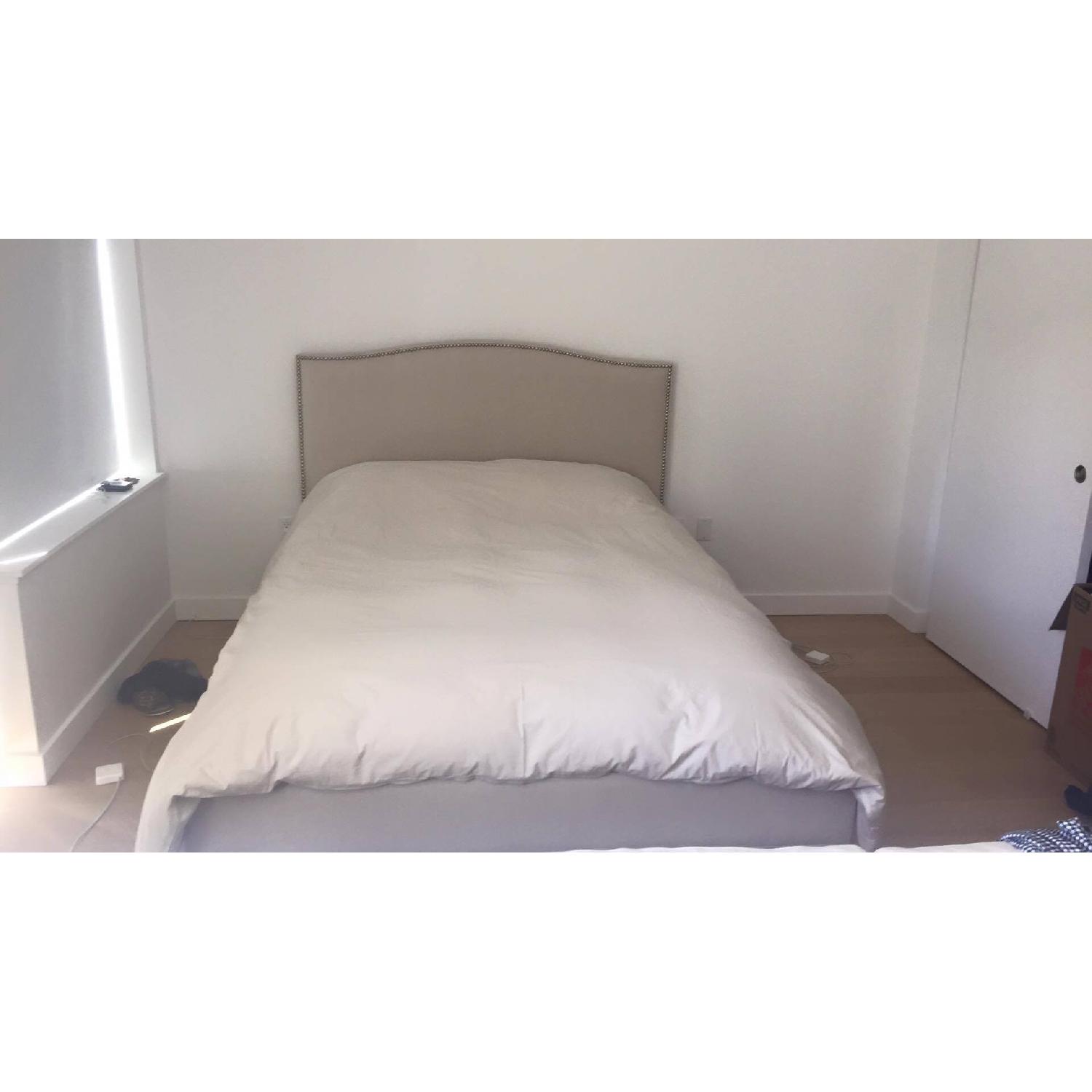 Crate & Barrel Queen Size Colette Upholstered Bed - image-1