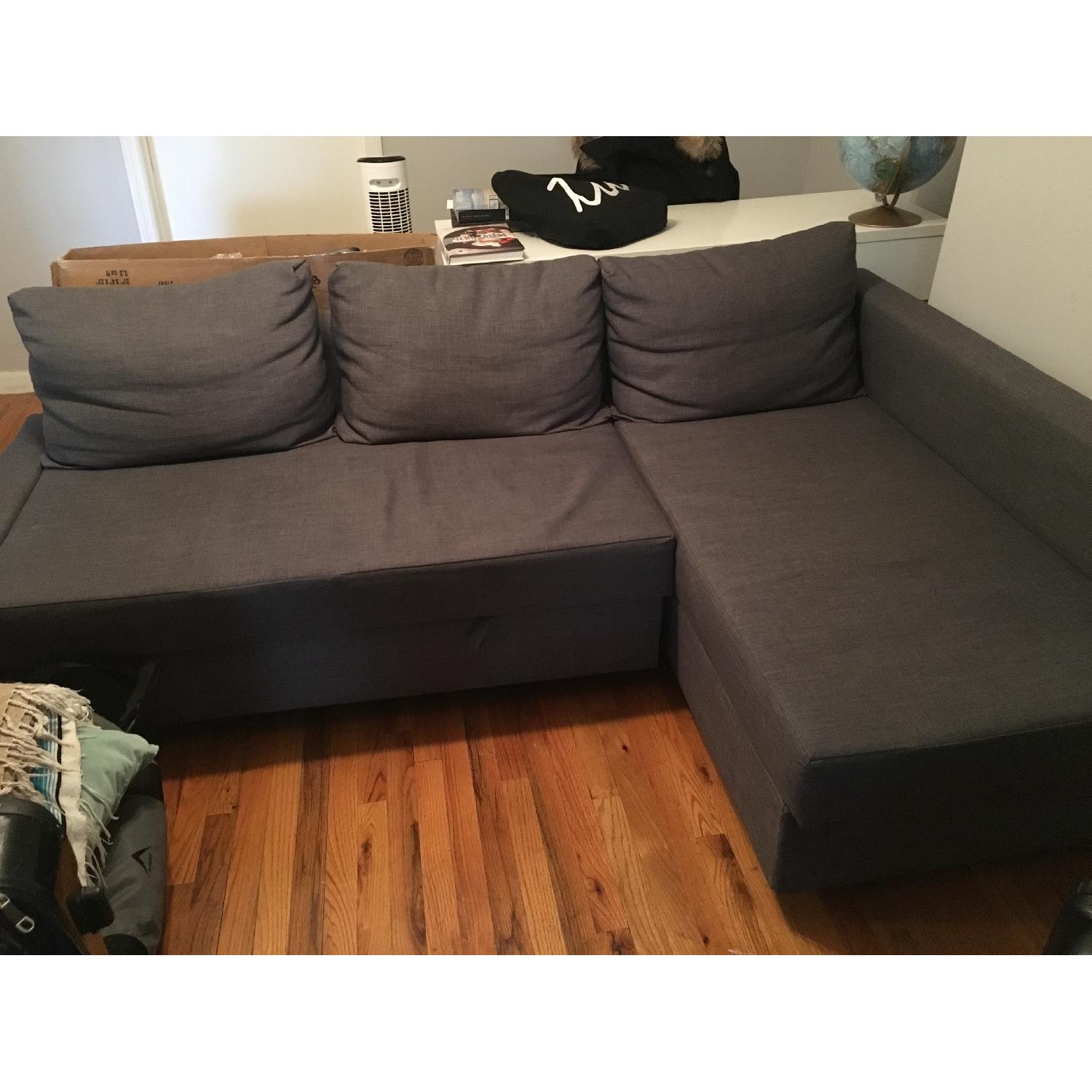 Ikea Grey Sofa Bed w/ Chaise - image-1