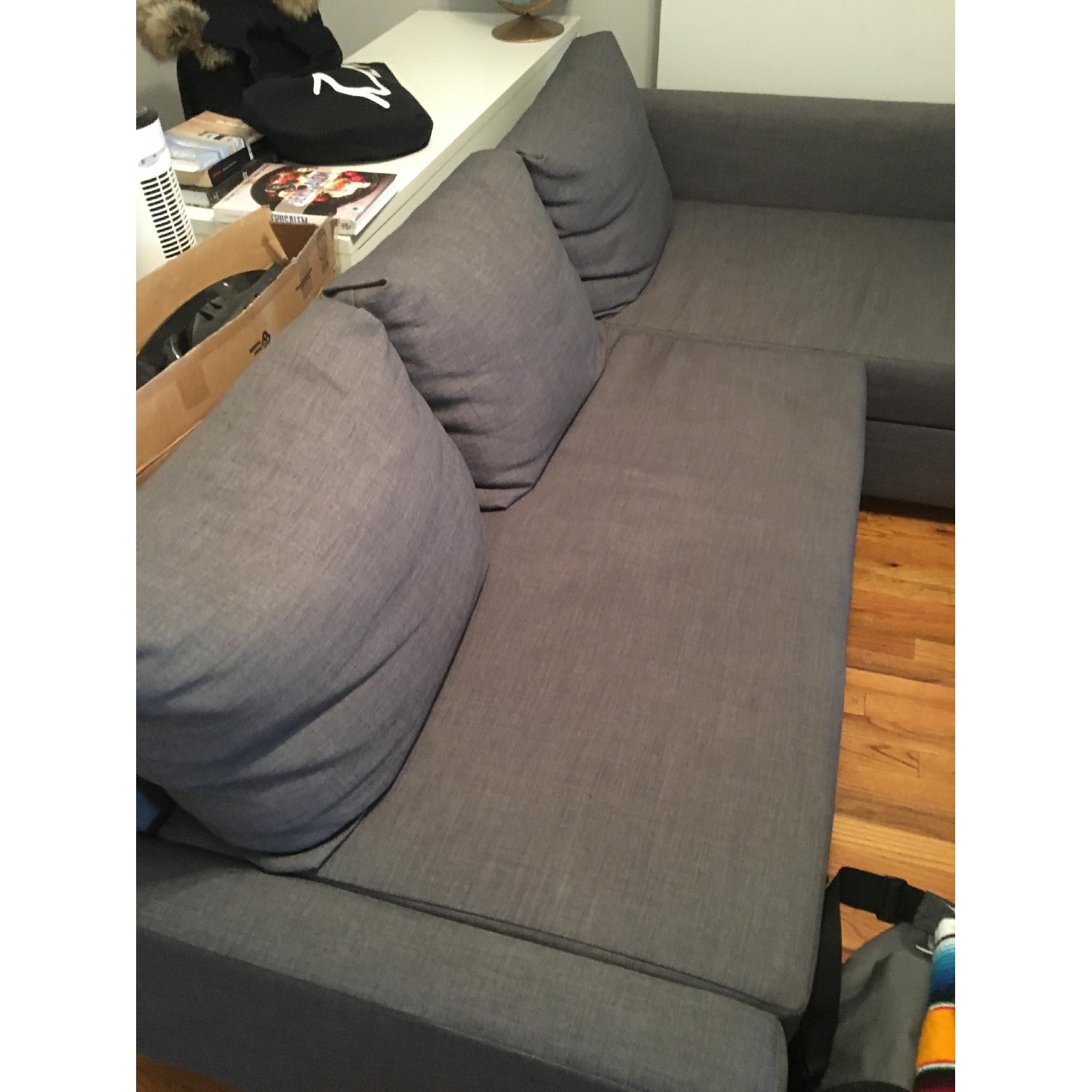Ikea Grey Sofa Bed w/ Chaise - image-2