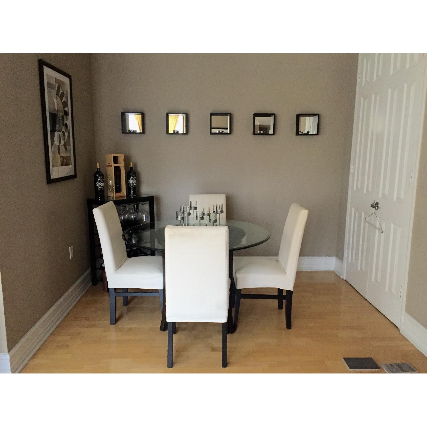 Crate & Barrel Halo Ebony Dining Table w/ 4 Chairs - image-1