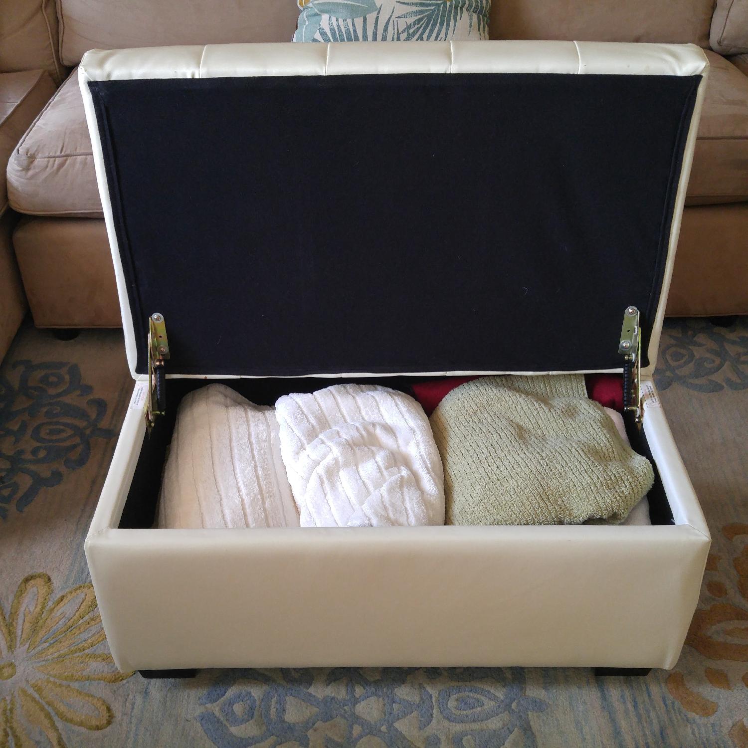 Faux Leather Rectangular Storage Ottoman - image-4