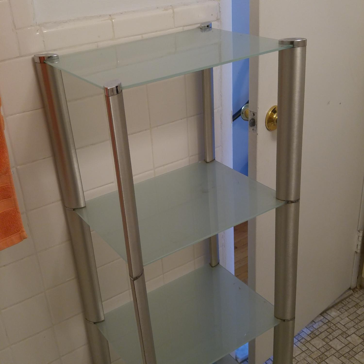 Bathroom Organizer Frosted w/ Glass Shelves & Metal Frame - image-1