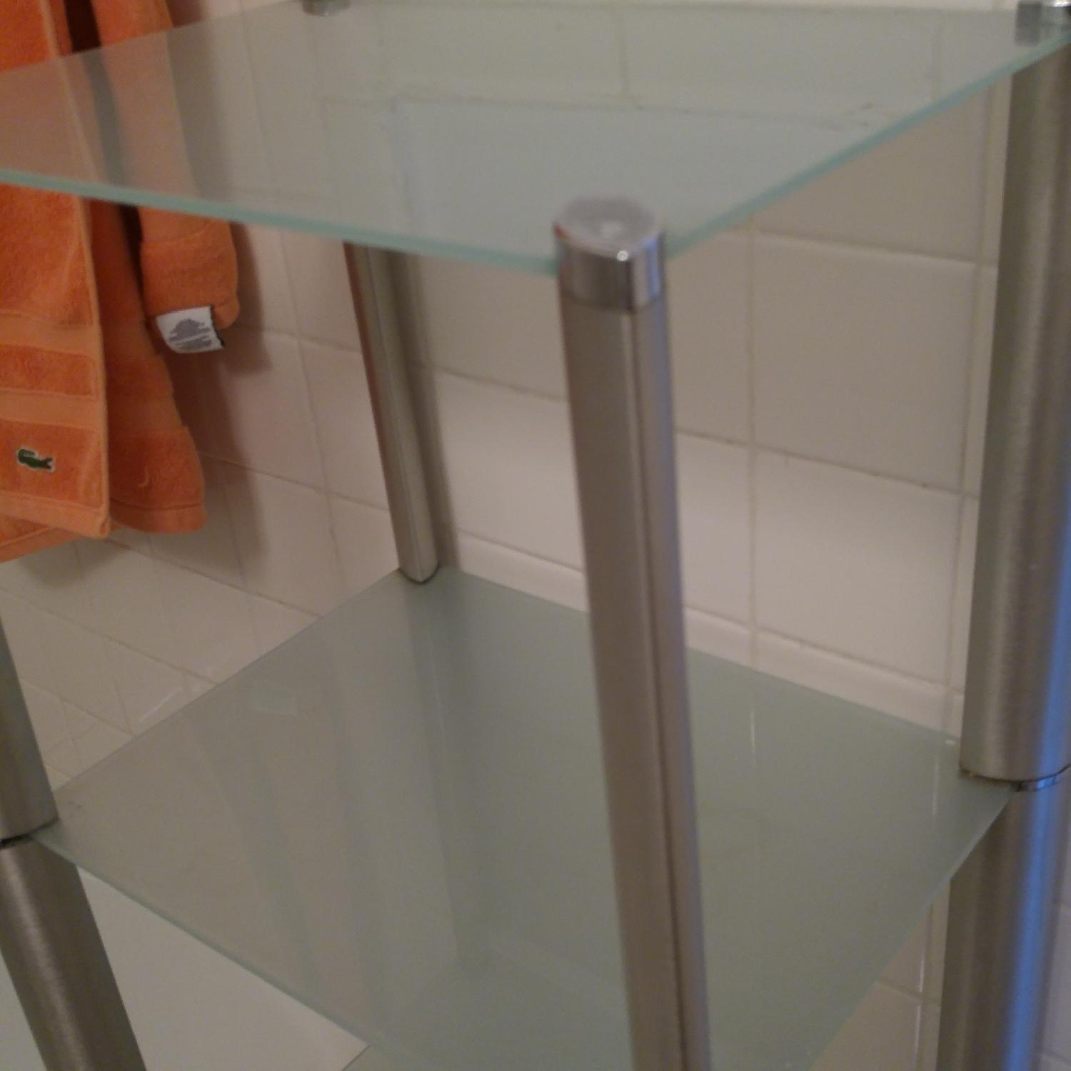 Bathroom Organizer Frosted w/ Glass Shelves & Metal Frame - image-2