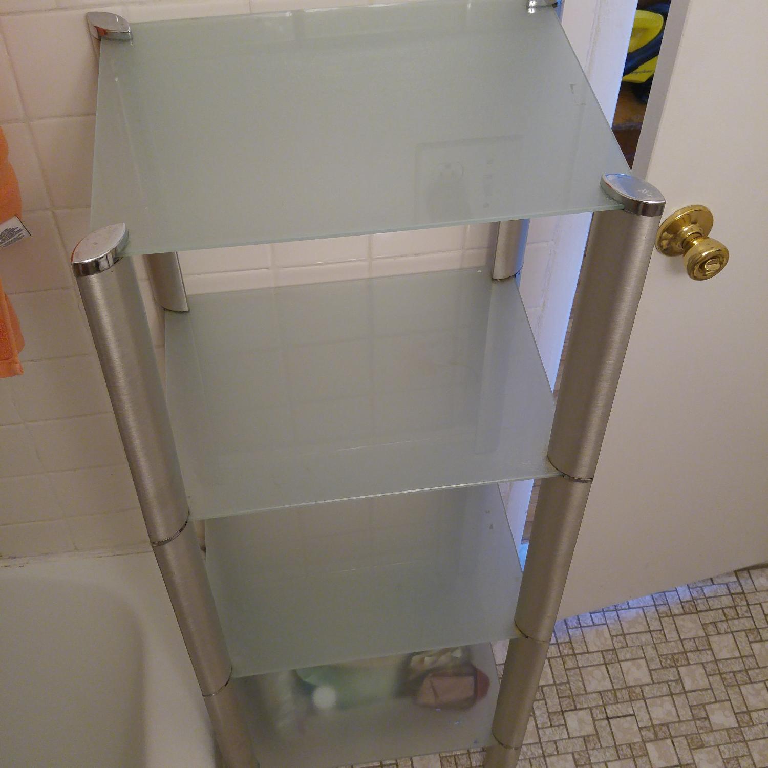 Bathroom Organizer Frosted w/ Glass Shelves & Metal Frame - image-4