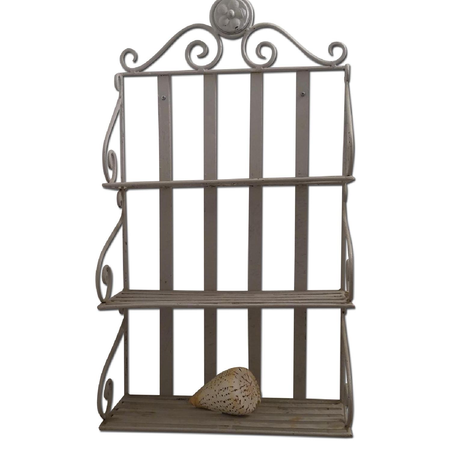 Antique Grey Metal Shelving Unit AptDeco