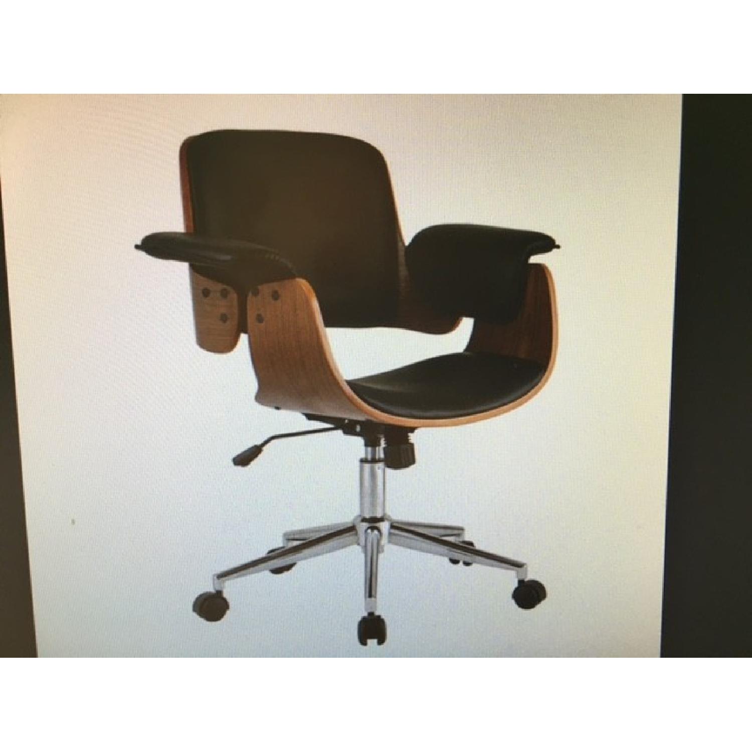 Dot & Bo Retro Inspired Walnut & Leatherette Flight Deck Office Chair - image-1