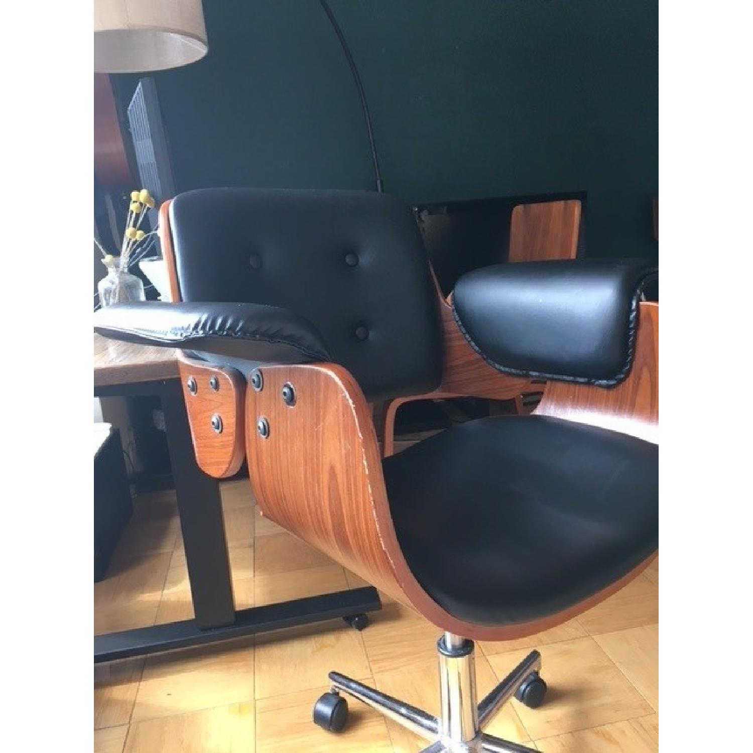 Dot & Bo Retro Inspired Walnut & Leatherette Flight Deck Office Chair - image-2