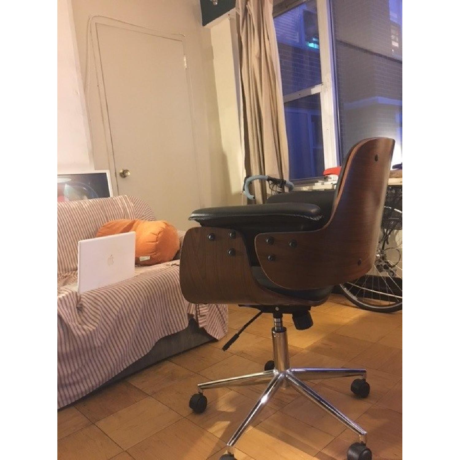 Dot & Bo Retro Inspired Walnut & Leatherette Flight Deck Office Chair - image-3