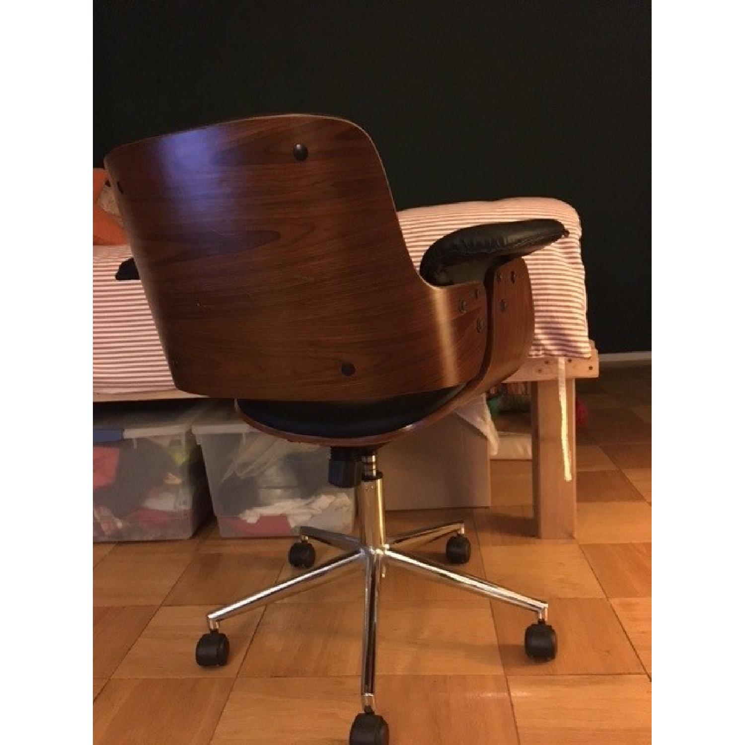 Dot & Bo Retro Inspired Walnut & Leatherette Flight Deck Office Chair - image-4