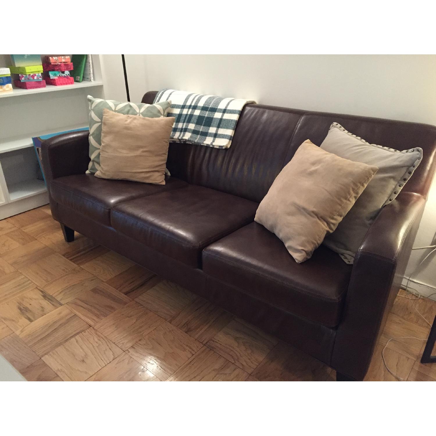 Ikea Jappling Dark Brown Leather Sofa AptDeco