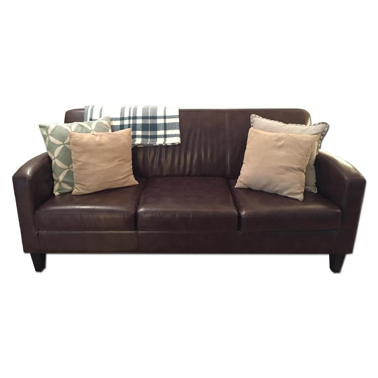 Ikea Jappling Dark Brown Leather Sofa AptDeco