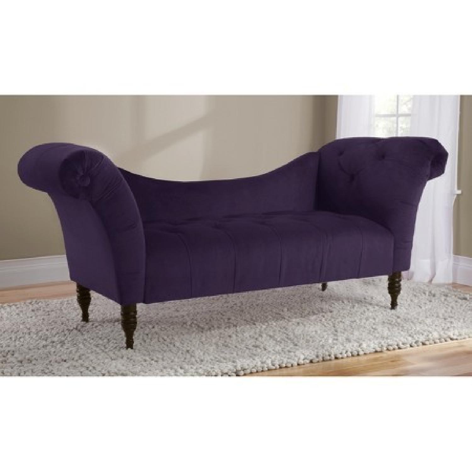 Skyline Furniture Purple Velvet Tufted Chaise Sofa - image-2