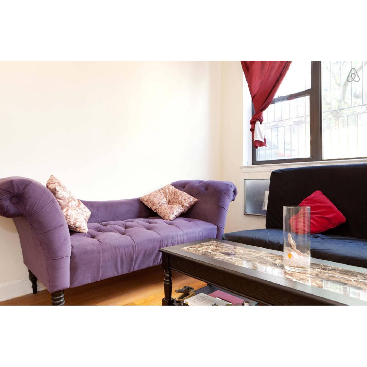 Skyline Furniture Purple Velvet Tufted Chaise Sofa - image-3