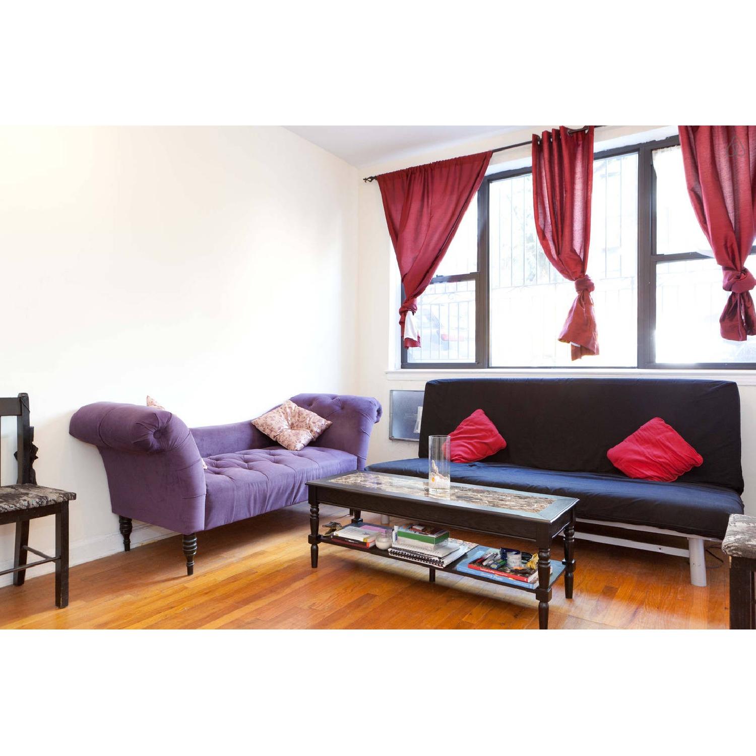 Skyline Furniture Purple Velvet Tufted Chaise Sofa - image-4
