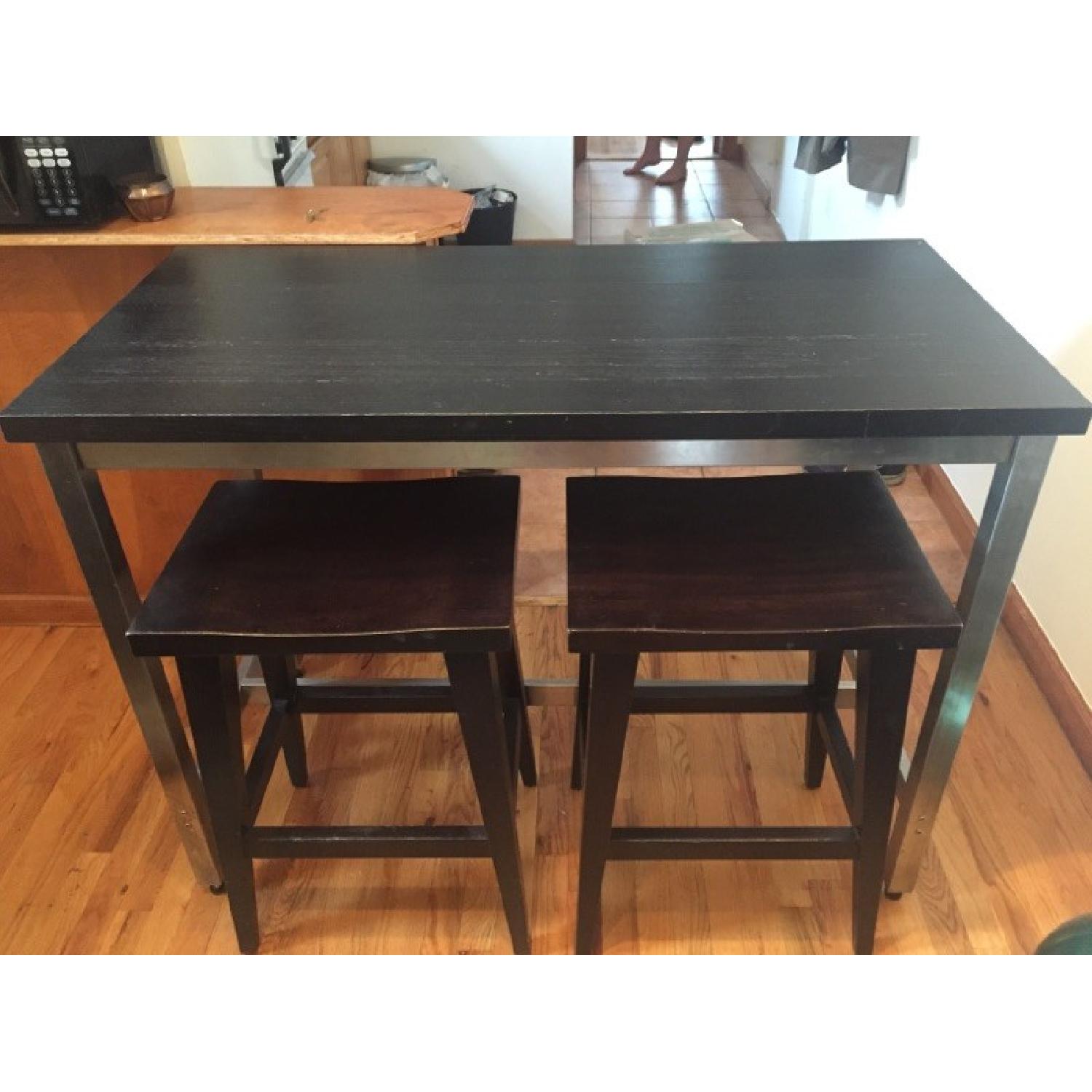 West Elm Bar Table w/ 2 Bar Stools - image-1