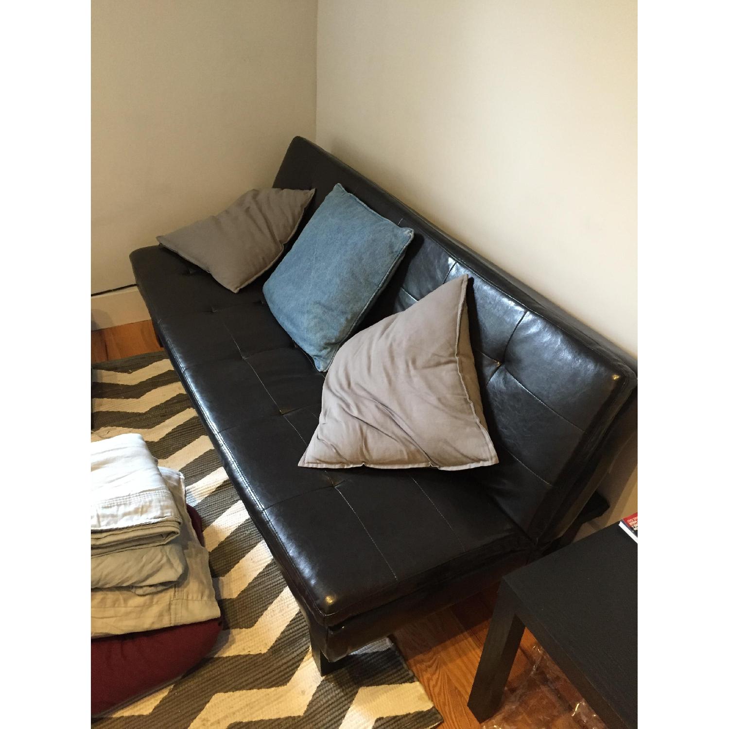 Futon w/ 2 Storage Stools + Side Table - image-1