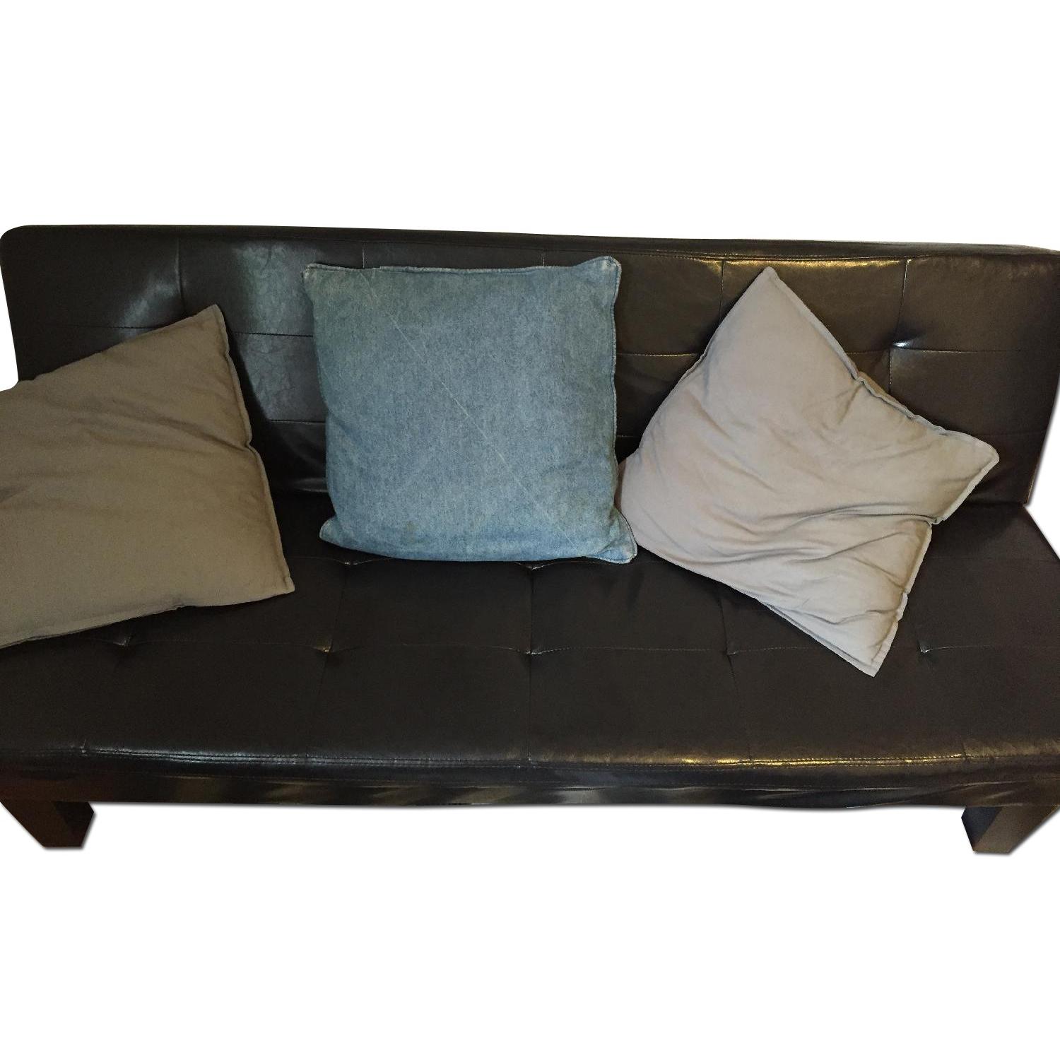 Futon w/ 2 Storage Stools + Side Table - image-0
