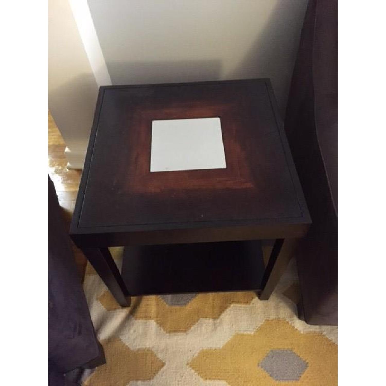 Dark Wood Side Table w/ Mirrored Center - image-3
