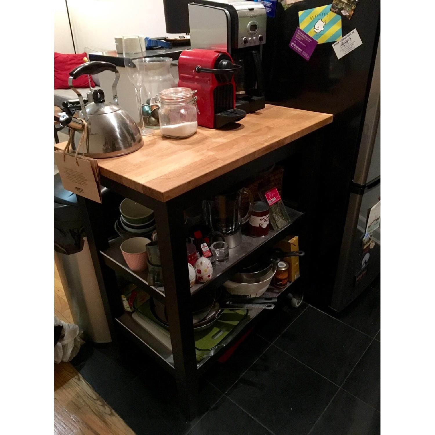 Ikea Stenstorp Oak Kitchen Cart in Black-Brown - image-1