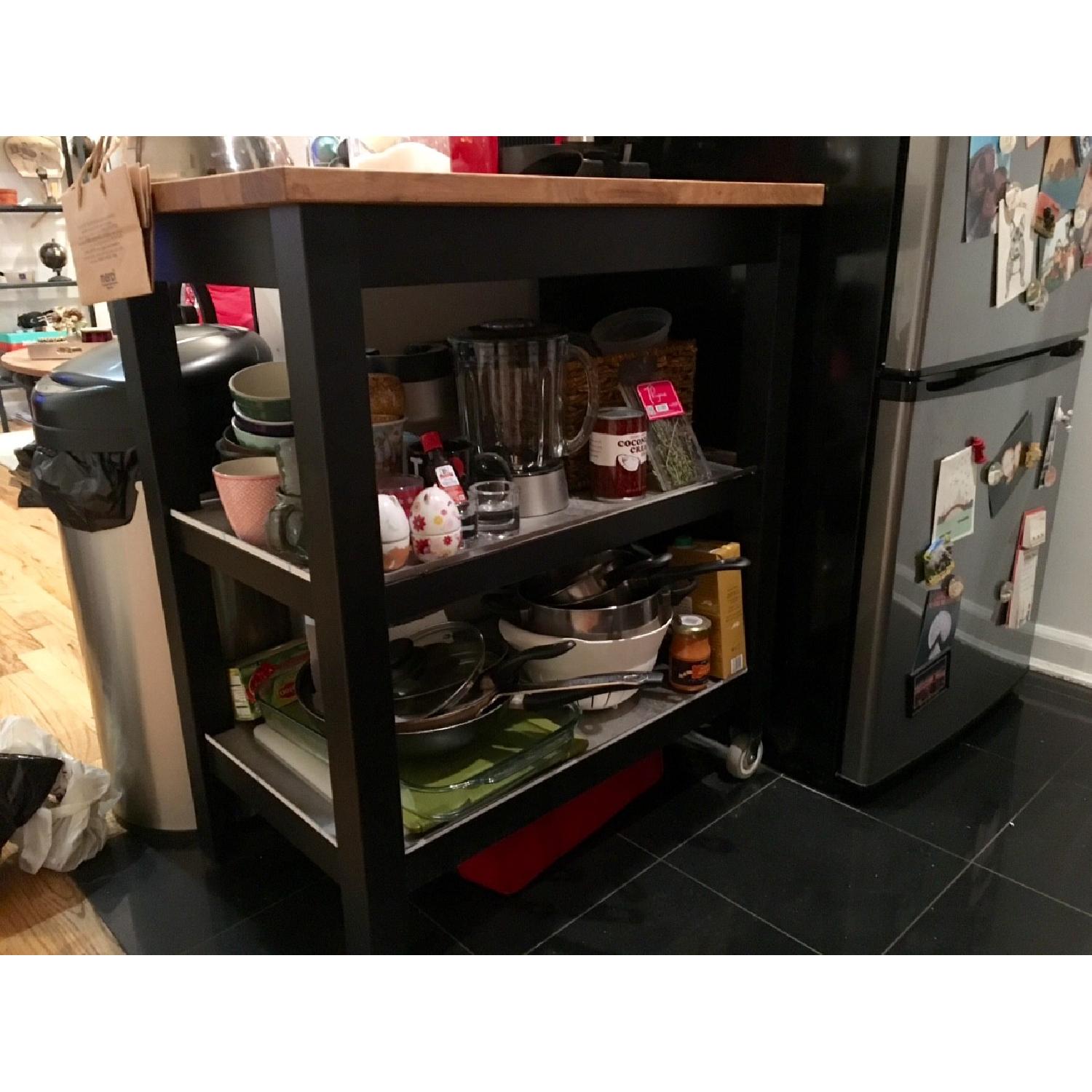 Ikea Stenstorp Oak Kitchen Cart in Black-Brown - image-2