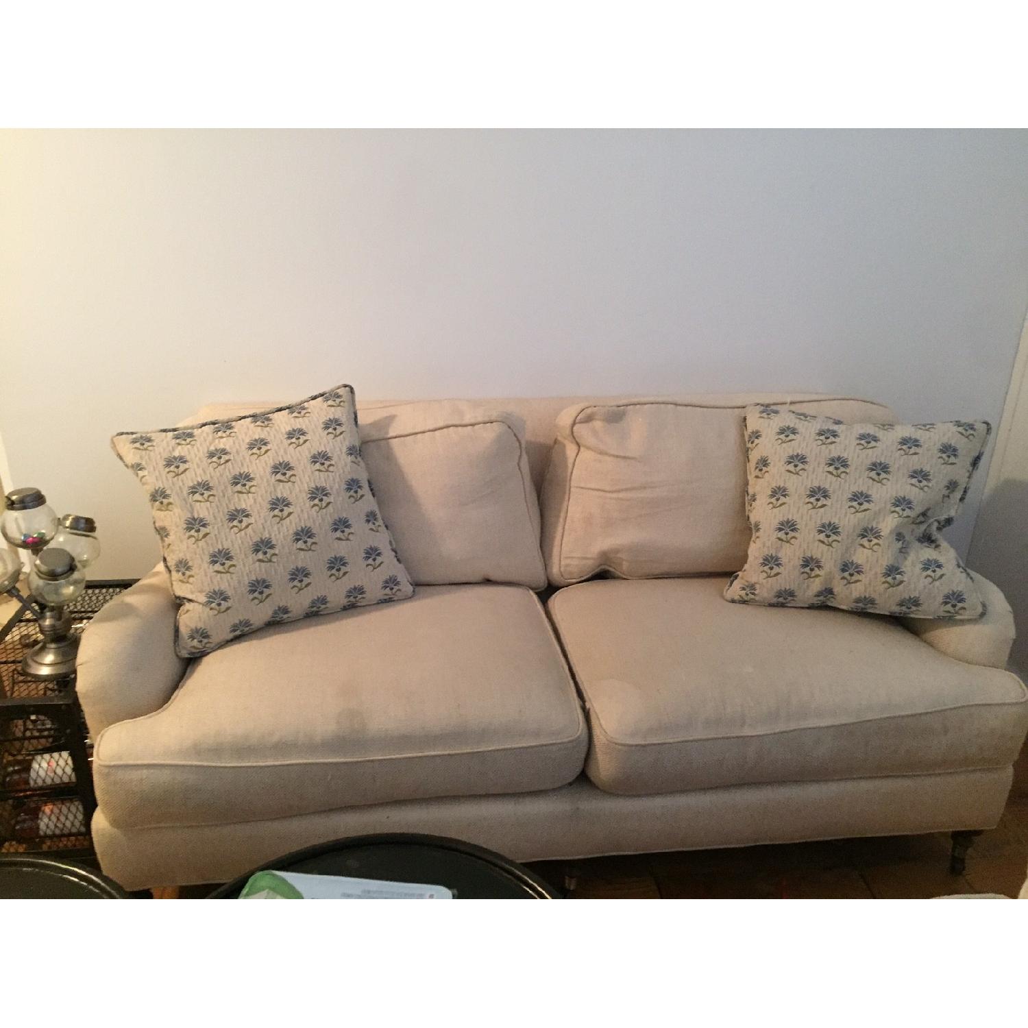 Kellog Collection Custom White Couch w/ 2 Pillows + Matching Ottoman - image-3