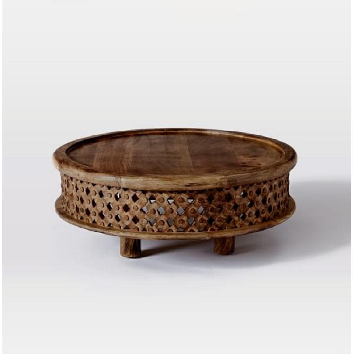 West Elm Carved Wood Coffee Table - image-1